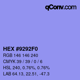 カラーコード: HEX #9292F0 | qconv.com
