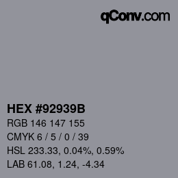 Farbcode: HEX #92939B | qconv.com