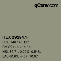 Color code: HEX #92947F | qconv.com