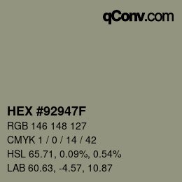 Color code: HEX #92947F | qconv.com