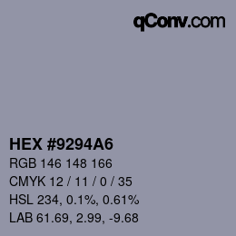 カラーコード: HEX #9294A6 | qconv.com