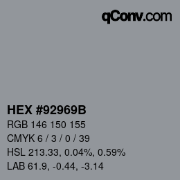 Código de color: HEX #92969B | qconv.com