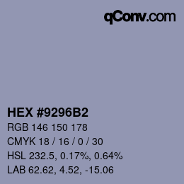 カラーコード: HEX #9296B2 | qconv.com
