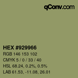 Color code: HEX #929966 | qconv.com