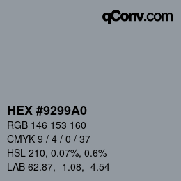 颜色代码: HEX #9299A0 | qconv.com