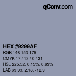 颜色代码: HEX #9299AF | qconv.com