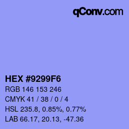 Color code: HEX #9299F6 | qconv.com