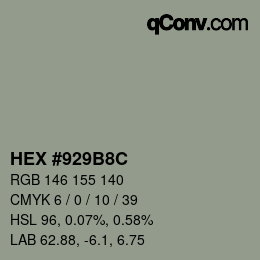 Color code: HEX #929B8C | qconv.com