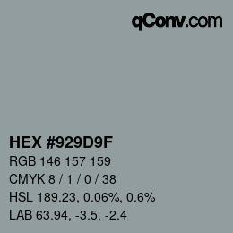 Color code: HEX #929D9F | qconv.com