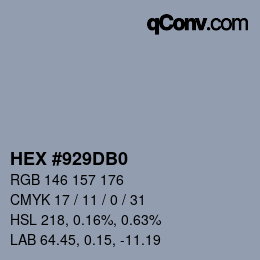 颜色代码: HEX #929DB0 | qconv.com