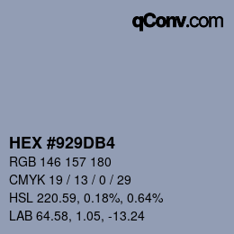 颜色代码: HEX #929DB4 | qconv.com