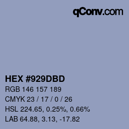 カラーコード: HEX #929DBD | qconv.com