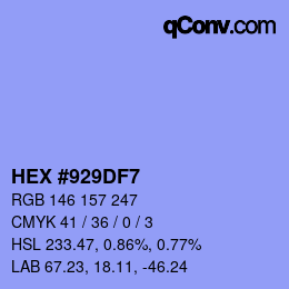 カラーコード: HEX #929DF7 | qconv.com