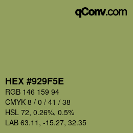 Farbcode: HEX #929F5E | qconv.com