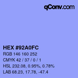 カラーコード: HEX #92A0FC | qconv.com