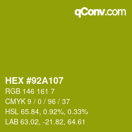 颜色代码: HEX #92A107 | qconv.com