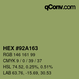 Color code: HEX #92A163 | qconv.com