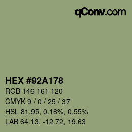 Color code: HEX #92A178 | qconv.com