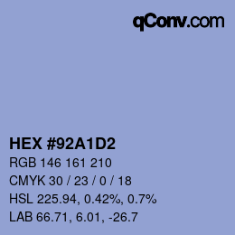 颜色代码: HEX #92A1D2 | qconv.com