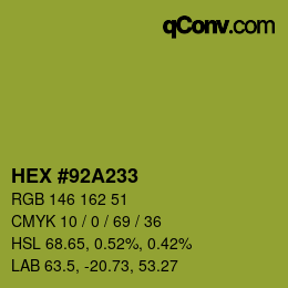 Color code: HEX #92A233 | qconv.com