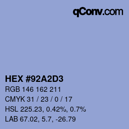 Color code: HEX #92A2D3 | qconv.com