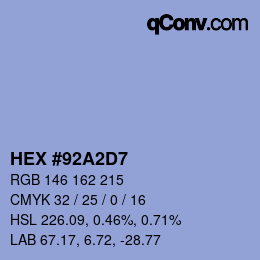 Color code: HEX #92A2D7 | qconv.com