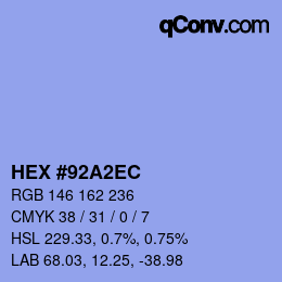 カラーコード: HEX #92A2EC | qconv.com