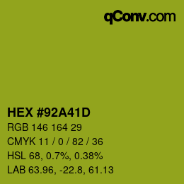 Color code: HEX #92A41D | qconv.com