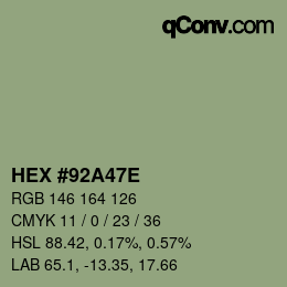 Color code: HEX #92A47E | qconv.com