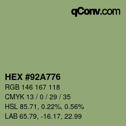 カラーコード: HEX #92A776 | qconv.com