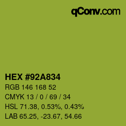 颜色代码: HEX #92A834 | qconv.com