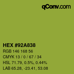 Color code: HEX #92A838 | qconv.com