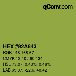 Color code: HEX #92A843 | qconv.com