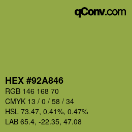 Color code: HEX #92A846 | qconv.com