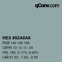 Color code: HEX #92A8A8 | qconv.com