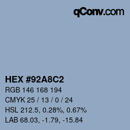 Color code: HEX #92A8C2 | qconv.com