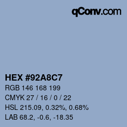 カラーコード: HEX #92A8C7 | qconv.com