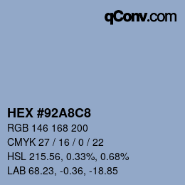 Farbcode: HEX #92A8C8 | qconv.com
