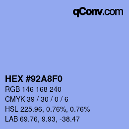 カラーコード: HEX #92A8F0 | qconv.com