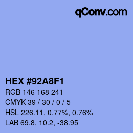 Color code: HEX #92A8F1 | qconv.com