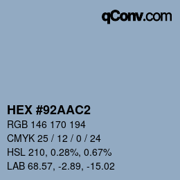 Color code: HEX #92AAC2 | qconv.com
