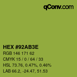 Color code: HEX #92AB3E | qconv.com