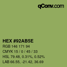 Código de color: HEX #92AB5E | qconv.com