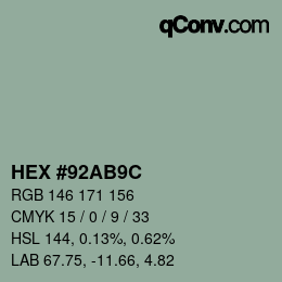 Color code: HEX #92AB9C | qconv.com