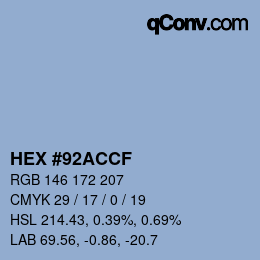 Farbcode: HEX #92ACCF | qconv.com