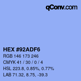カラーコード: HEX #92ADF6 | qconv.com