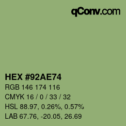 カラーコード: HEX #92AE74 | qconv.com