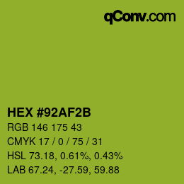 Color code: HEX #92AF2B | qconv.com