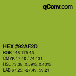 Color code: HEX #92AF2D | qconv.com