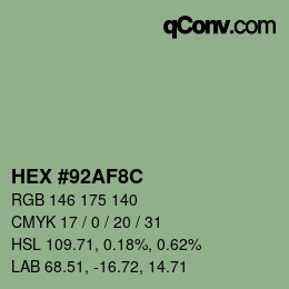 Color code: HEX #92AF8C | qconv.com